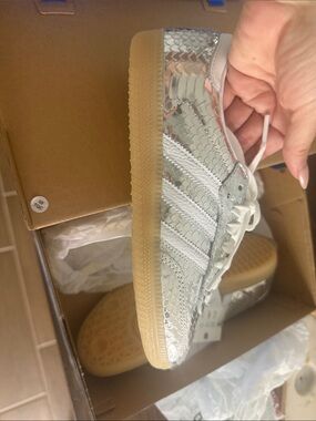 Samba OG Metallic Silver Platform Sneakers with Gum Sole